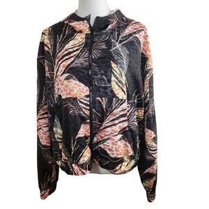 Puma Womens XXL Tropical Animal Print Full Zip Hooded Windbreaker Jacket Top 2XL